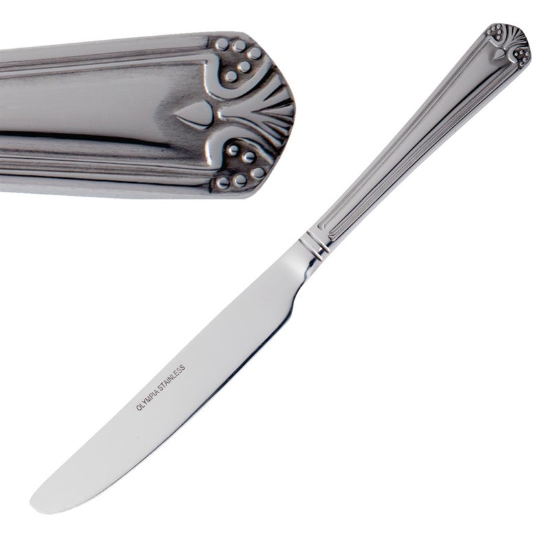 Couteau de table (manche plein) Jesmond 18/0 - Epaisseur 2,5 mm olympia - Lot de 12  