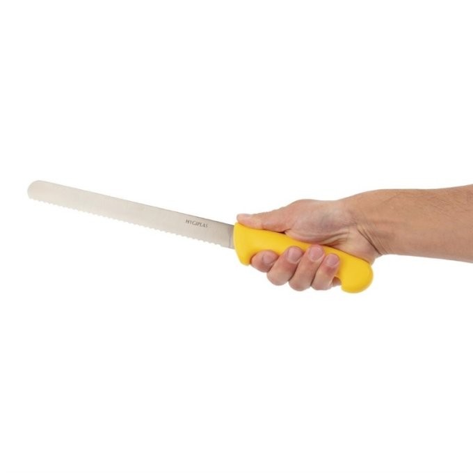 Couteau à trancher denté Hygiplas jaune 255mm