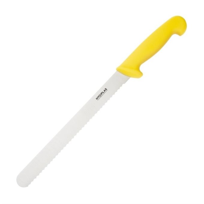 Couteau à trancher denté Hygiplas jaune 255mm