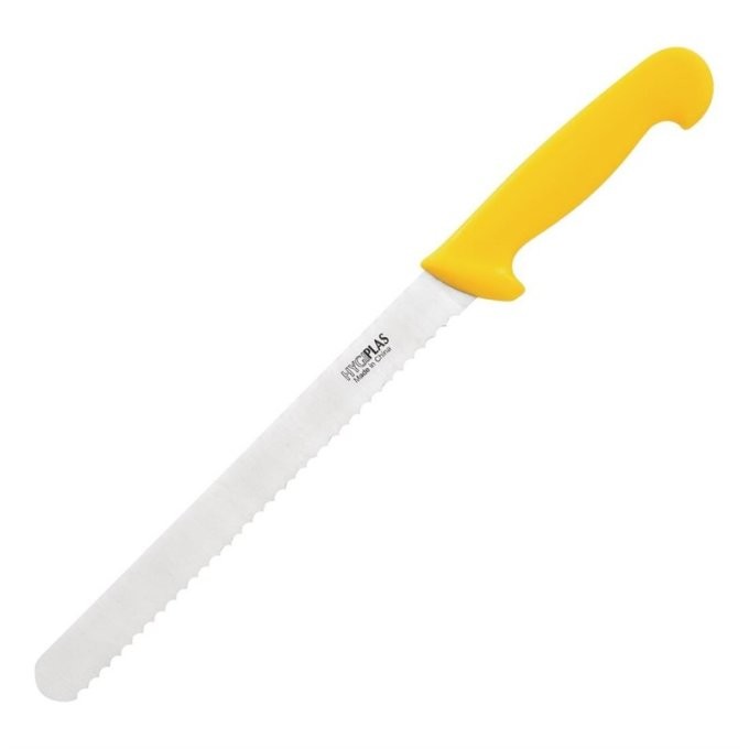 Couteau à trancher denté Hygiplas jaune 255mm