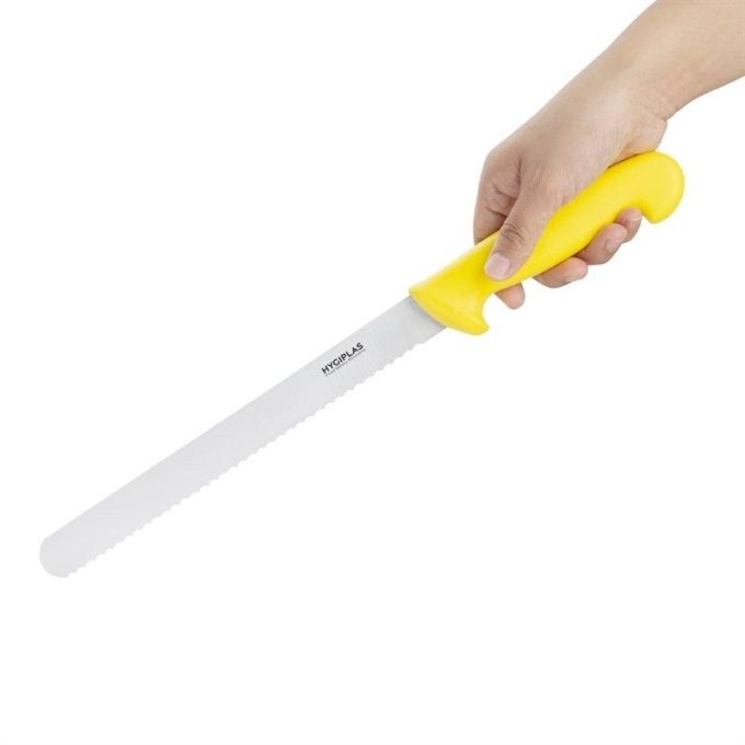 Couteau à trancher denté Hygiplas jaune 255mm