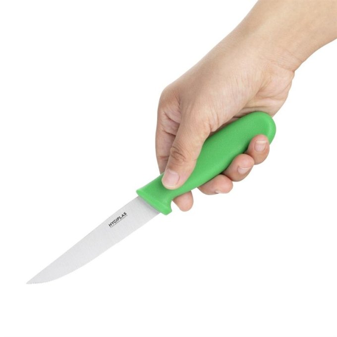 Couteau à légumes denté Hygiplas vert 100mm