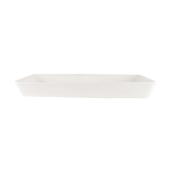 PLAT LASAGNES OREILLES PORCELAINE BLANCHE 22X14 - Maison de la Porcelaine