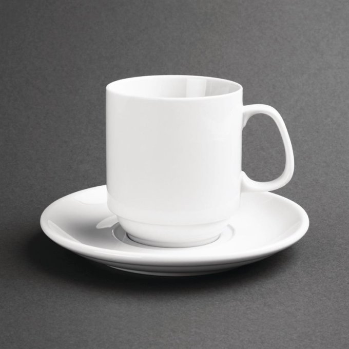 Mug empilable en porcelaine blanche Olympia - Lot de 12
