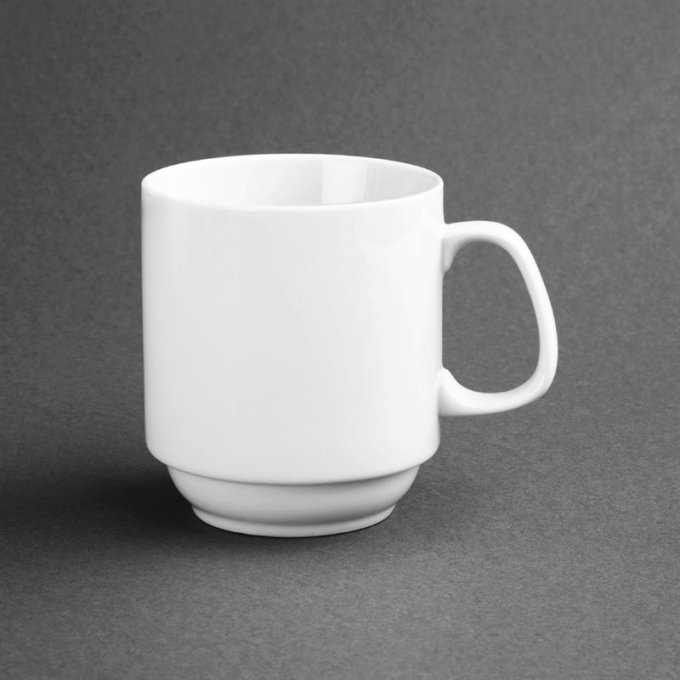 Mug empilable en porcelaine blanche Olympia - Lot de 12