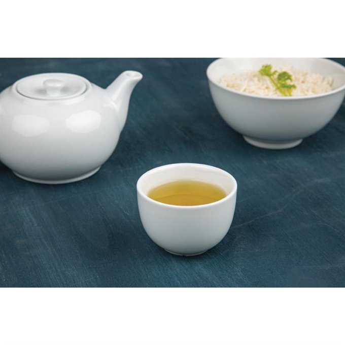 Tasse à thé chinoise en porcelaine blanche Olympia - Lot de 12