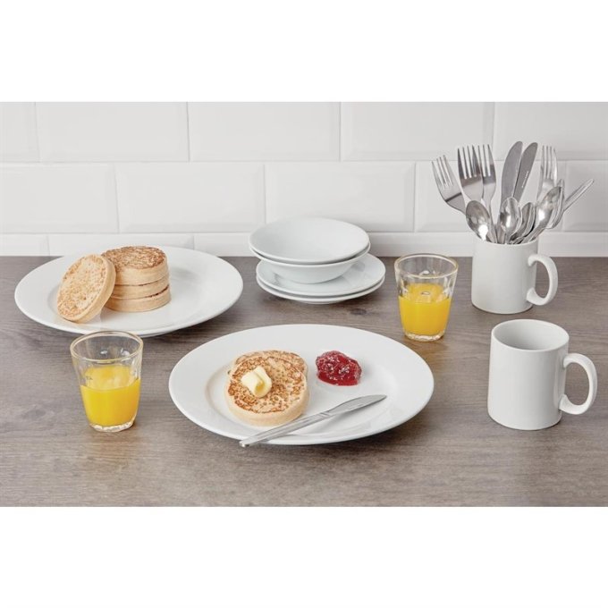 Assiette plate à bord large en porcelaine ATHENA - Lot de 6