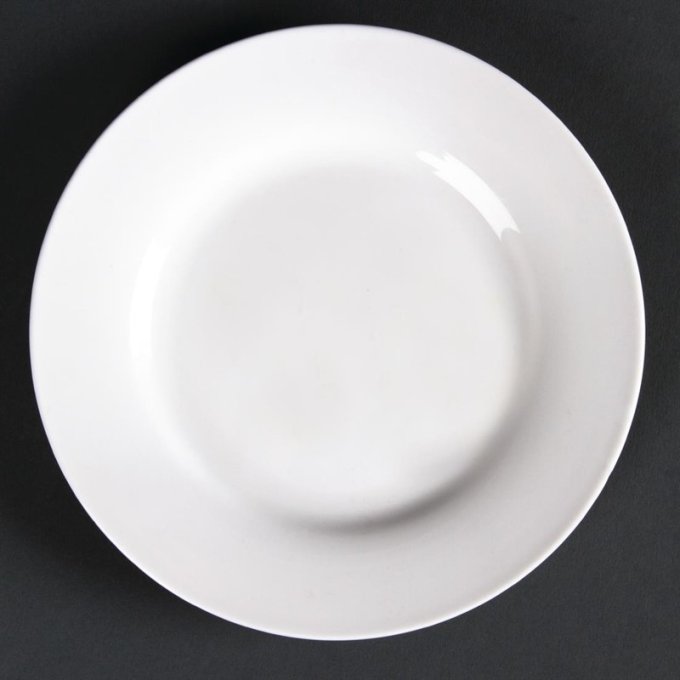 Assiette ronde à bord large Lumina fine china 15cm (Box 6)