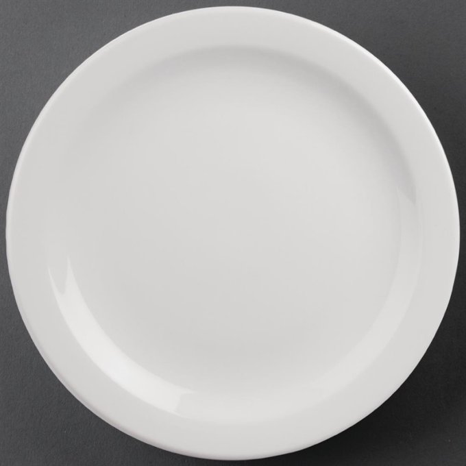 Assiette plate à bord étroit en porcelaine Athena - Lot de 6