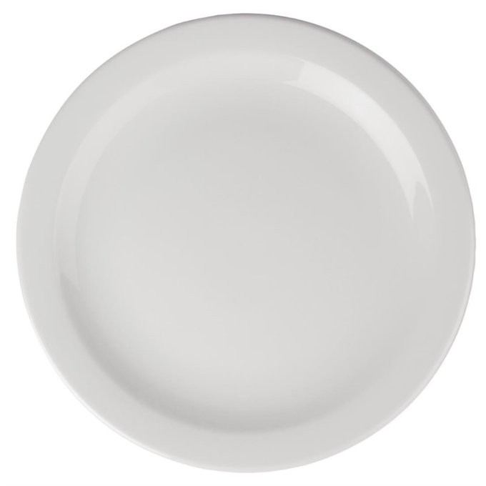 Assiette plate à bord étroit en porcelaine Athena - Lot de 6