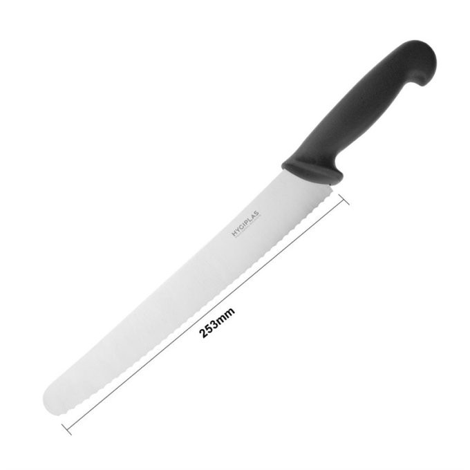 Couteau à pâtisserie denté Hygiplas noir 250mm