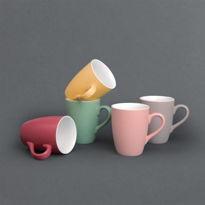 Mug pastel mat en porcelaine Olympia gris 320ml (Box 6)