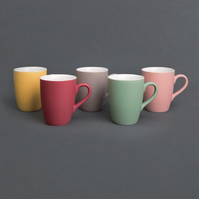 Mug pastel mat en porcelaine Olympia gris 320ml (Box 6)