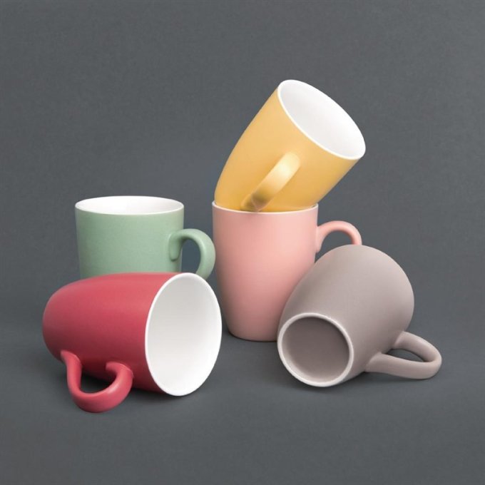 Mug pastel mat en porcelaine Olympia gris 320ml (Box 6)