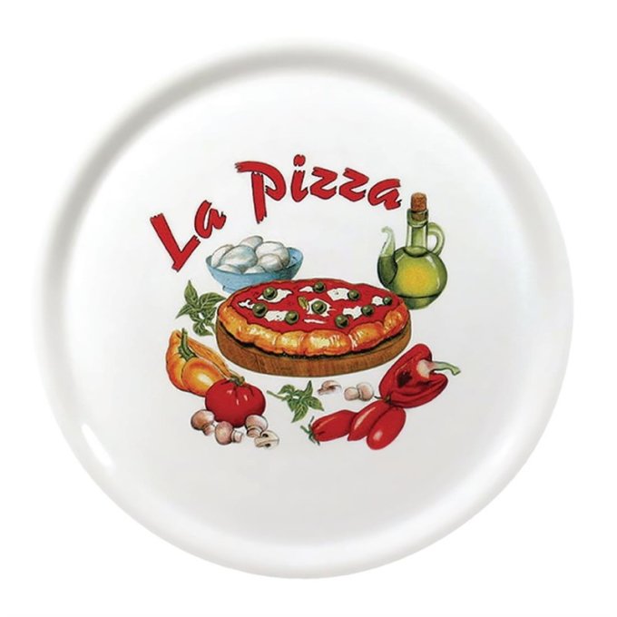 Assiette à pizza en porcelaine Saturna décorée - Lot de 6