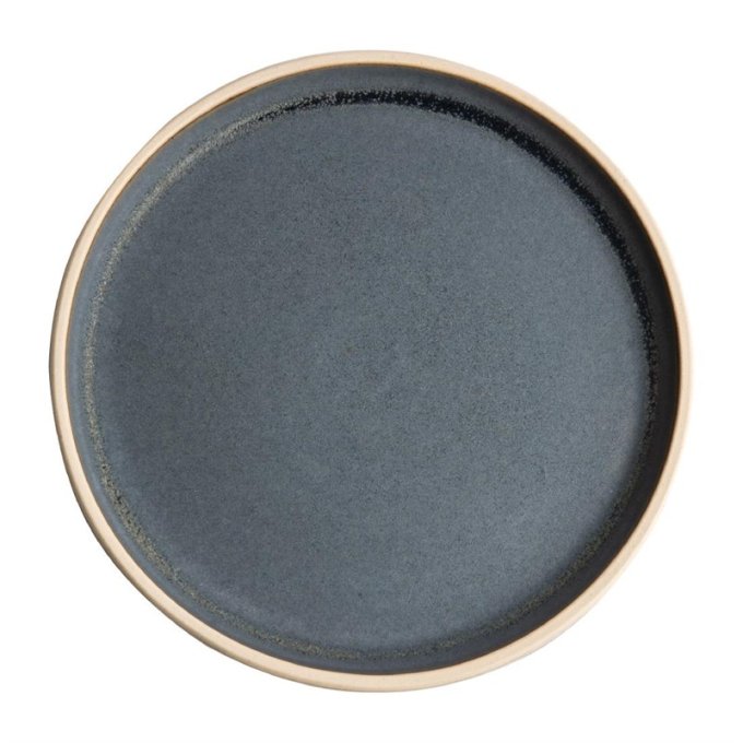 Assiettes plates bord droit granit bleu Olympia Canvas 25 cm (Box 6)