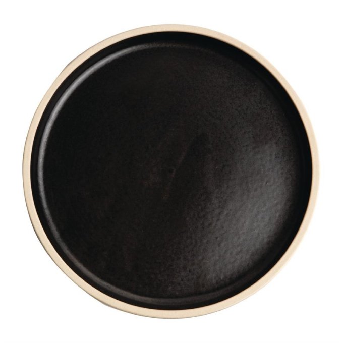 Assiettes plates bord droit noir mat Olympia Canvas 18 cm (Box 6)