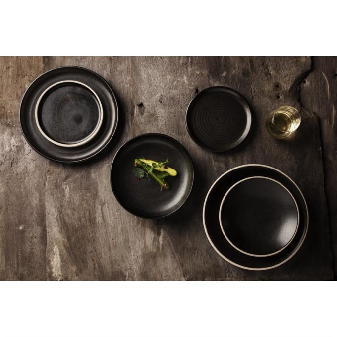 Assiettes plates noir mat  Olympia Canvas 265 mm (Box 6)