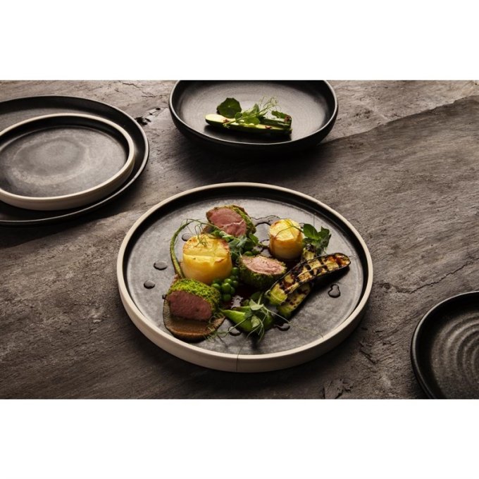 Assiettes plates noir mat  Olympia Canvas 265 mm (Box 6)