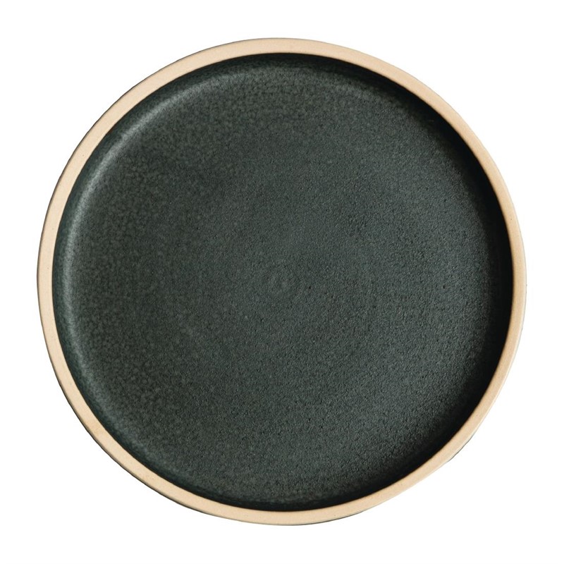 Assiettes plates bord droit vert bronze Olympia Canvas 18 cm (Box 6)
