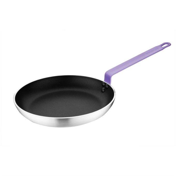 Poêle aluminium antiadhésive Teflon Platinum Plus Hygiplas avec manche violet 280mm