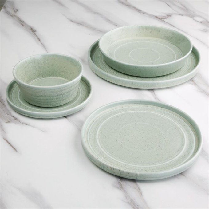 Assiette plate vert printanier Olympia Cavolo 270mm - Lot de 4