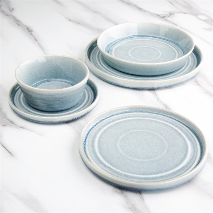 Assiette plate bleu cristallin Olympia Cavolo 270mm - Lot de 4