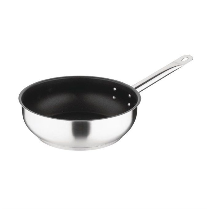 Wok inox aluminium (Ø)300 mm, à fond plat, triple épaisseur