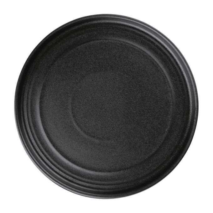 Assiettes plates rondes texturées Olympia Cavolo noires 220mm (lot de 6)