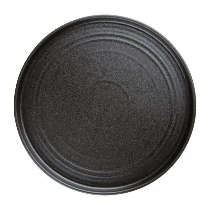 Assiettes plates rondes texturées Olympia Cavolo noires 270mm (lot de 6)