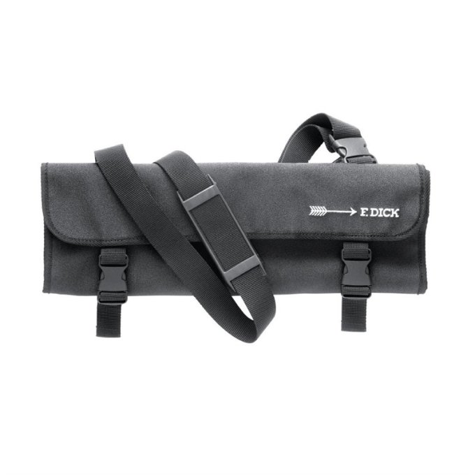 Étui à couteaux en tissu avec sangle Dick noir 11 pièces