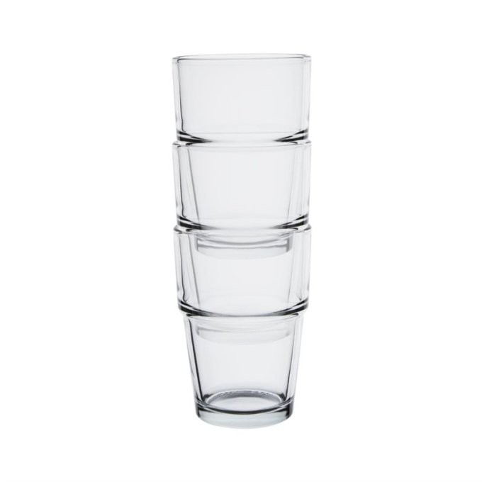 Gobelets empilable Olympia en verre trempé - Lot de 12