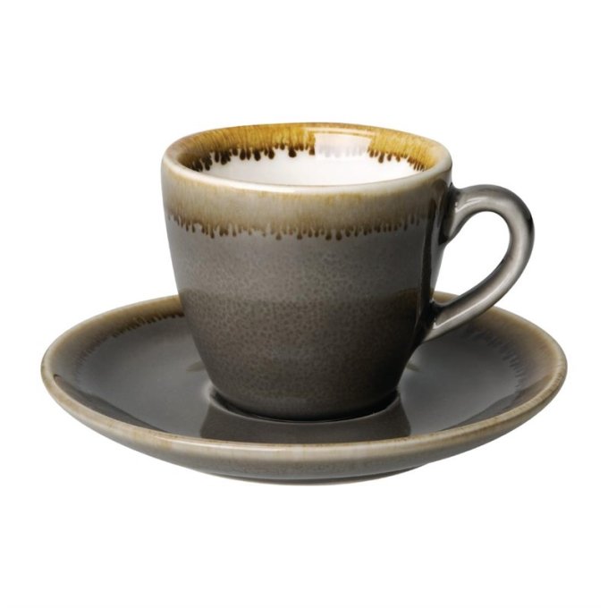 Soucoupe espresso Olympia Kiln grise 115mm - Lot de 6