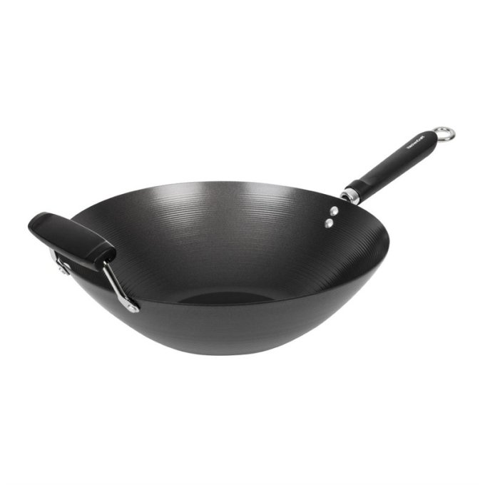 Wok antiadhésif fond plat 35cm