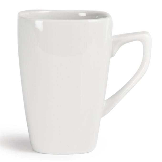 Tasses carrées arrondies en porcelaine blanche Olympia - Lot de 12